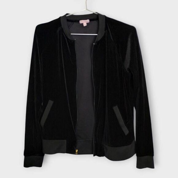 Juicy Couture Womens Jacket Sz Medium Black Stretch Zip Pockets Goth Witchy Y2K - Picture 11 of 11